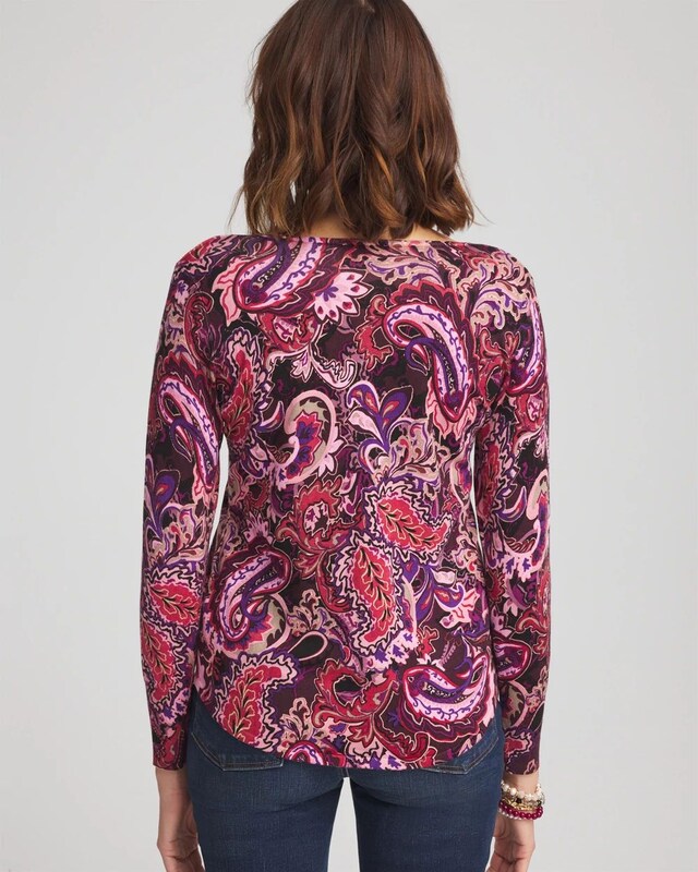 Paisley V-Neck Pullover Sweater - image 3